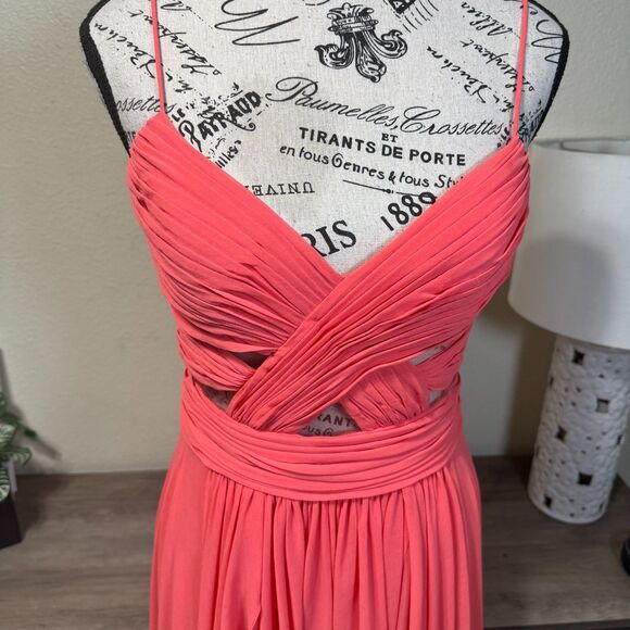 VTG Cache Dress Coral Pink Evening Formal Chiffon Hi-Low Maxi Dress Sz 8 Y2k - Picture 2 of 12
